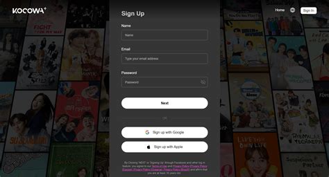 kocowa sign up.